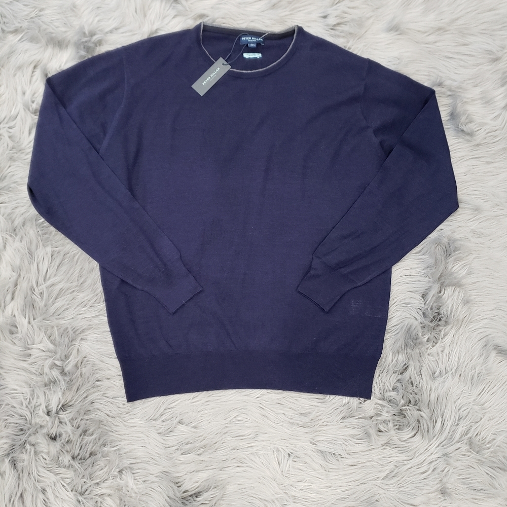 Peter Millar navy sweater 70%Merino30%silk $298